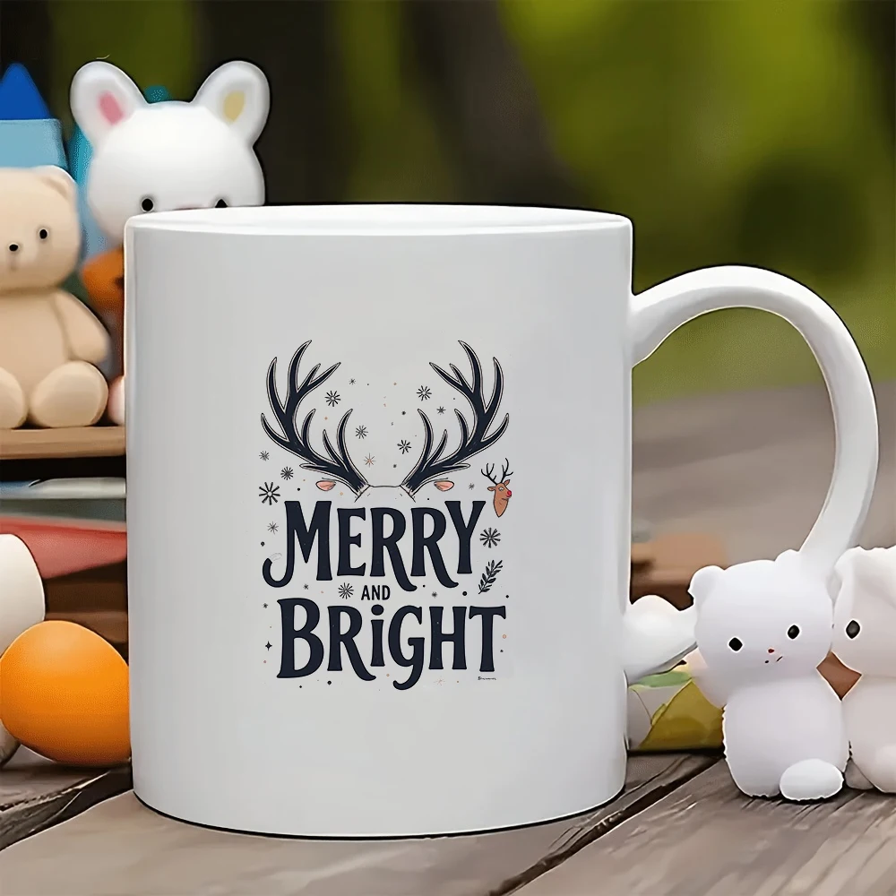

11oz mug Christmasthemed mug Festive atmosphere cup cartoon deer antler design Kids cup Family office coffee mug Cre