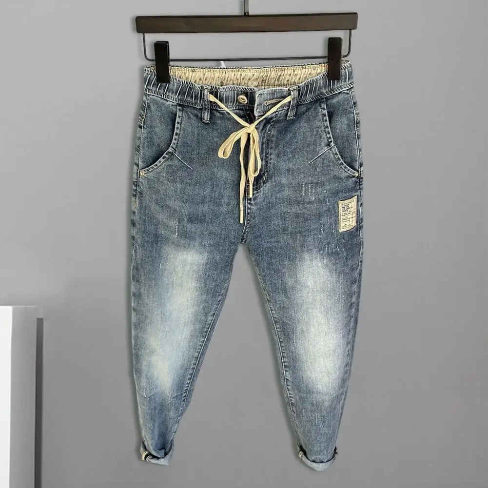 Jeans de créateur de mode pour hommes, jeans de proximité, wstring, taille élastique, bande décontractée, petit ami, denim commandé, fjjogger, sarouel masculin