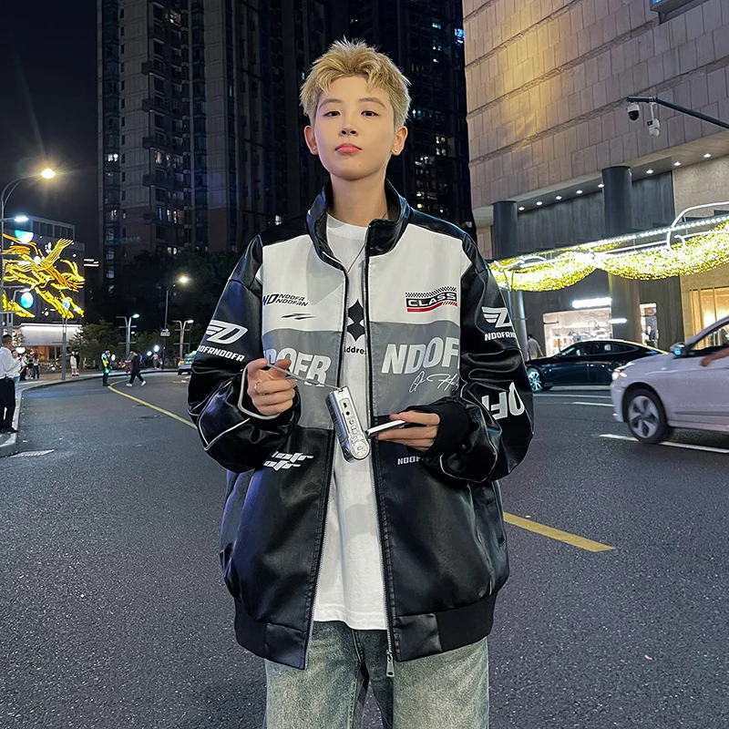 

Куртка из искусственной кожи с воротником-стойкой, повседневная, весенне-осенняя, новая модель, студенческая, для мужчин и женщин, парная.