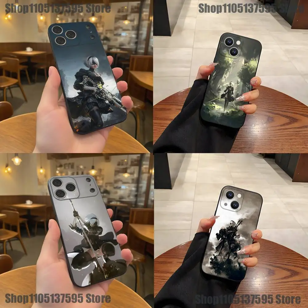 

N-Nier 2B A-Automata Phone Case For iPhone 17,16,15,14,13,12,11,Pro,XS,Max,XR,Plus,E,SE4,Mini Black Soft Cover