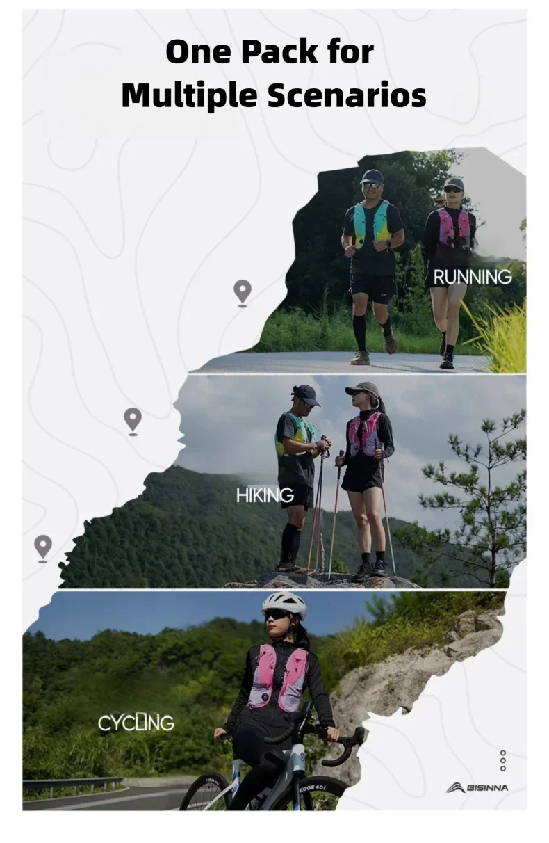 BISINNA Trail-Running-Weste Ultraleicht 8L Mehrere Taschen Hydrationsrucksack Atmungsaktiv Marathon Radfahren Outdoor Wandern – Detail 9