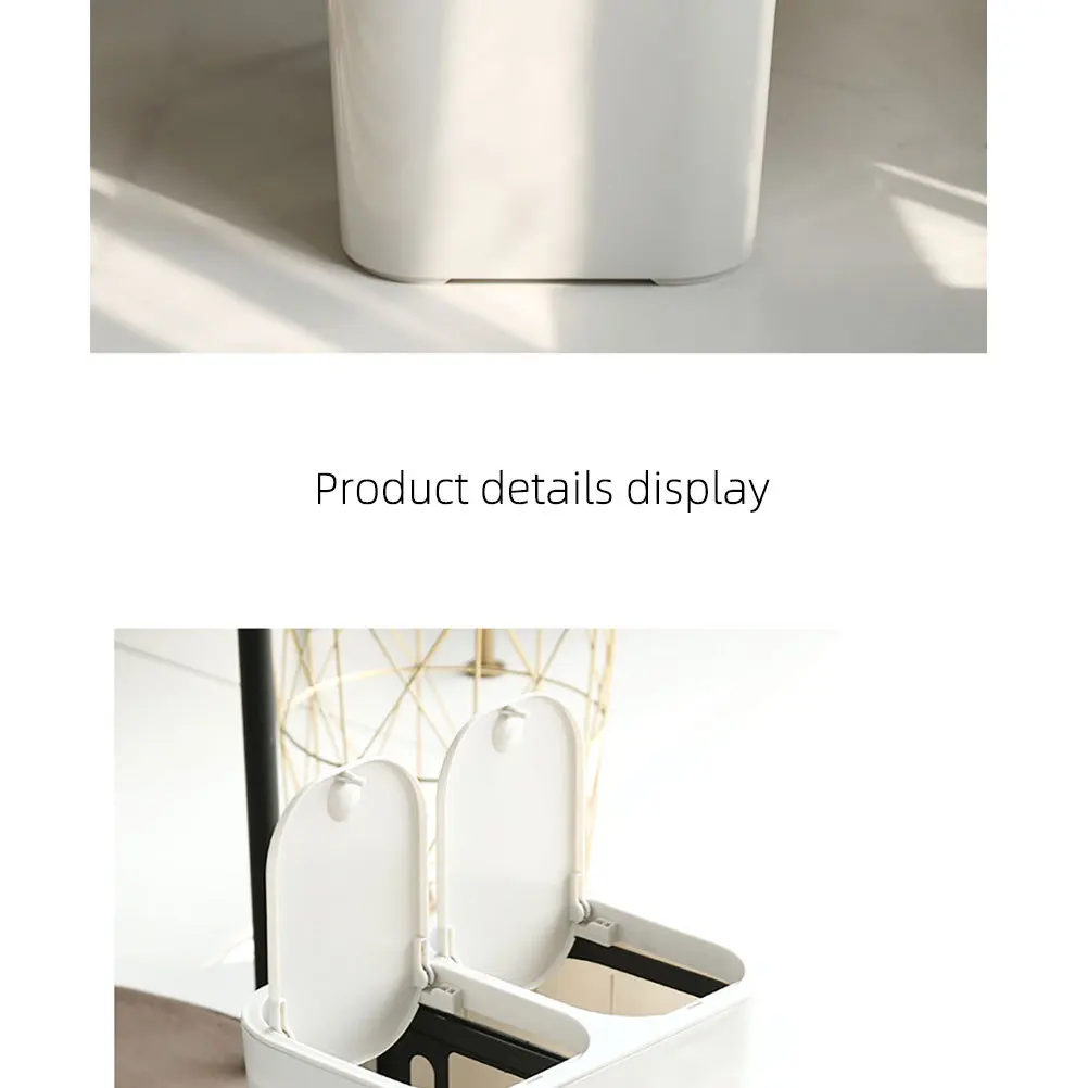 

1pcs Dual Compartment Trash Can With Lid Plastic Waste Bin For Kitchen Bathroom Office Home Household Garbage Container