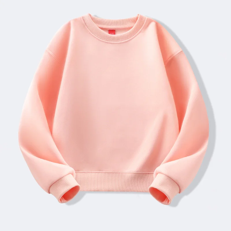 Autumn Boys Girls Sweatshirts New Children's Casual Round Neck Solid Color Pullover Teenager Fashion Spring Loose Top Clothes