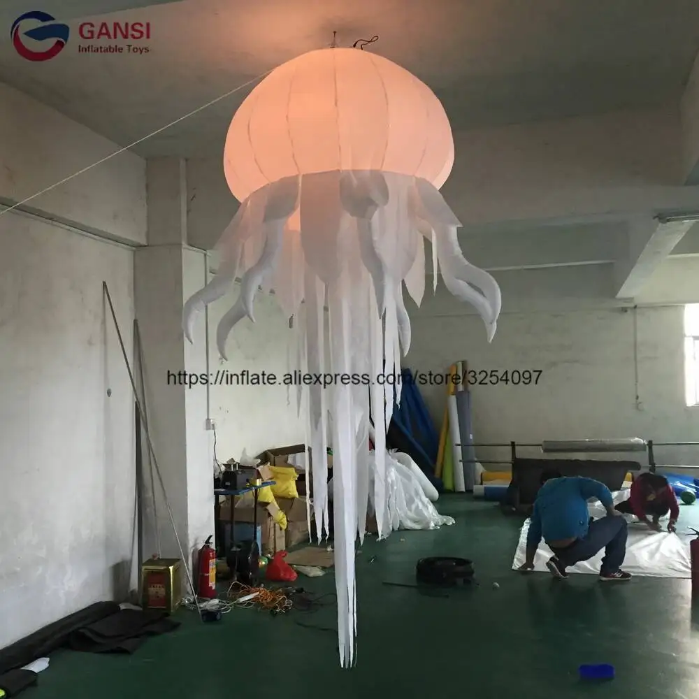 Multi-Colored Charming Inflatable Led Light Octopus,2.5M Hanging Inflatable LED Jellyfish For Stage Decoration