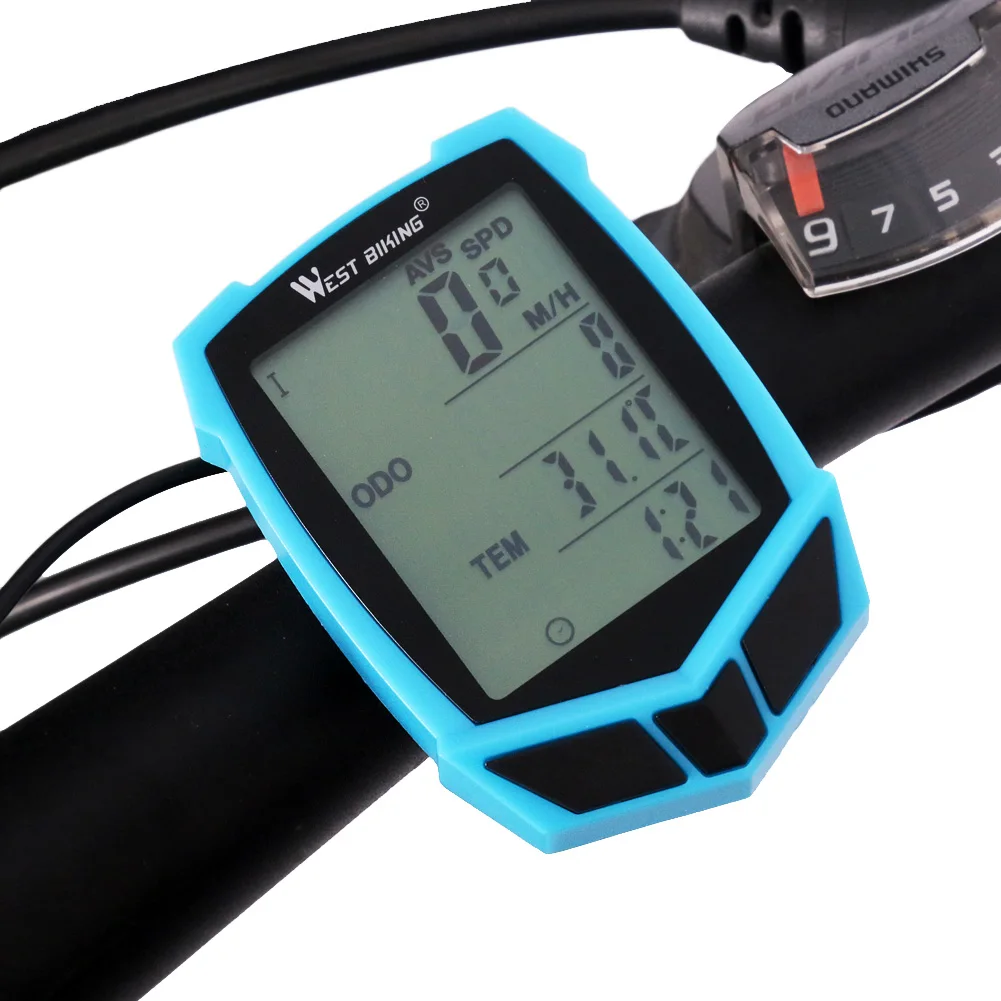 WEST BIKING Multifunction Wireless Bike Computer 20 Functions Speedometer Odometer With Backlight MTB Bicycle Stopwatch Computer