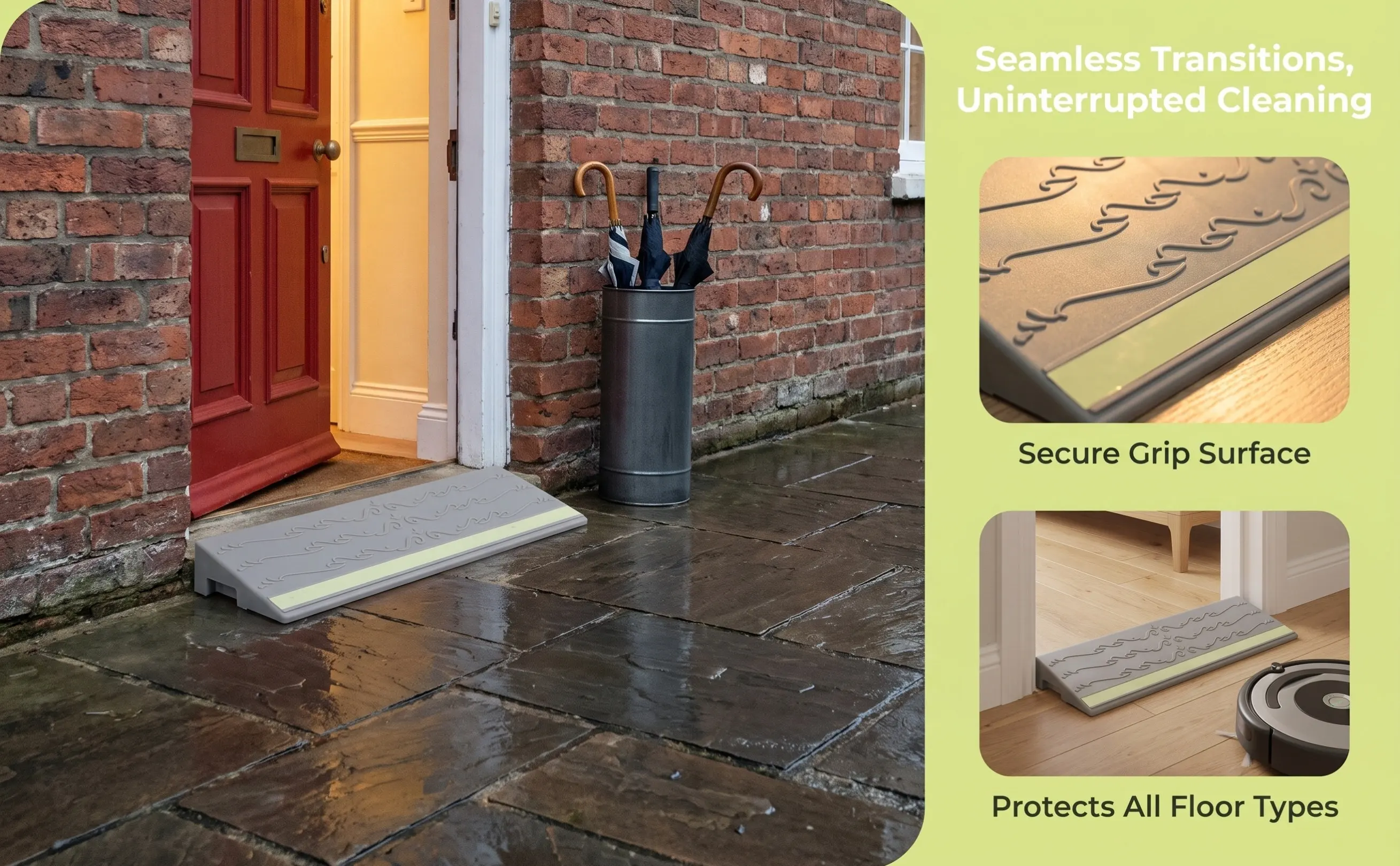 Robot Vacuum Ramp Non-Slip Threshold Ramp Plastic Slope Pad Door Step 11.7x4.1x1.5 Sweeping Robot Wheelchair Step Mat Indoor