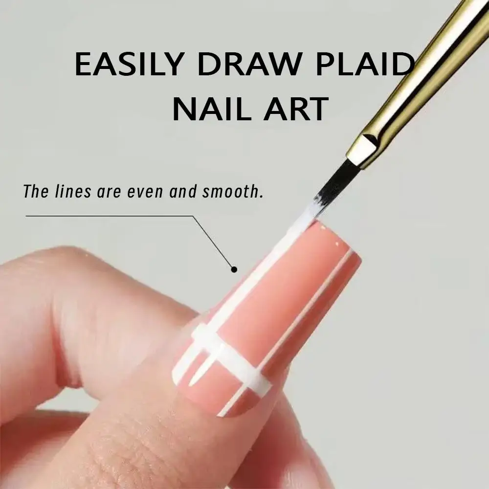 Pinceaux pour Nail Art à carreaux français, Tartan et lignes, stylo de peinture pour dessin, Extension de Gel UV, outils de manucure de conception à faire soi-même, 1/2 pièces