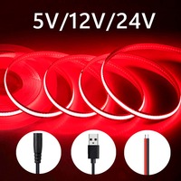 5V 12V 24V COB Strip 320Leds/M Width 8MM White/Pink/Red/Yellow/Ice Blue/Green TV Backlight Flexible Ribbon Rope LED Lighting