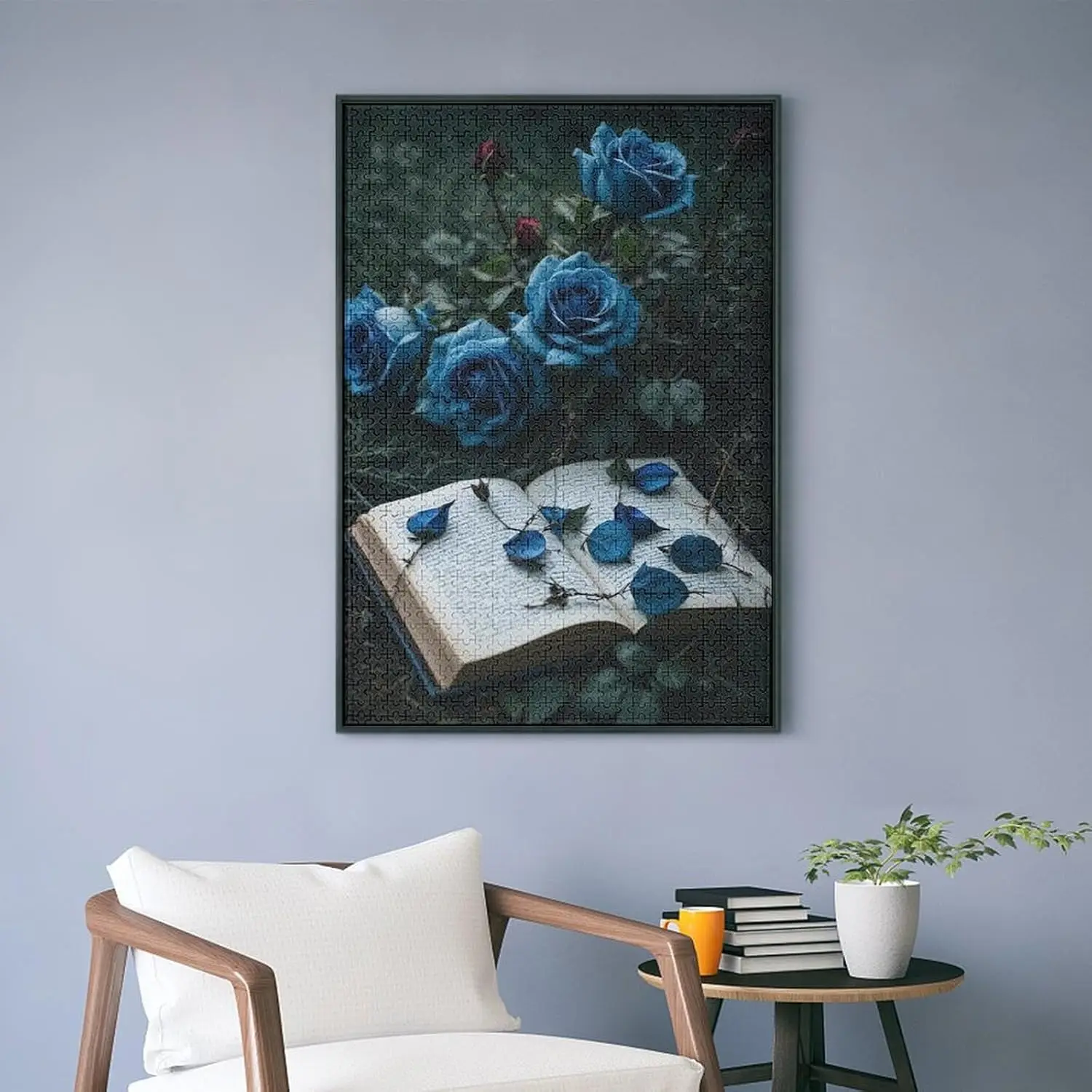 Rompecabezas de madera con forma de rosa azul y libro, regalo de actividad divertida para decoración familiar, fiesta de cumpleaños, dormitorio y aula, 300/500/1000 Uds.