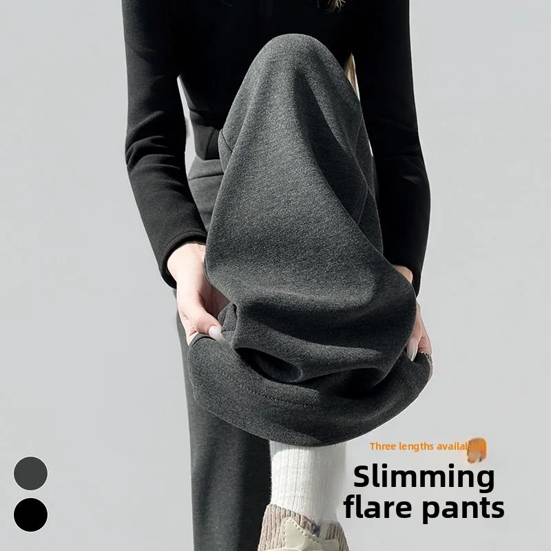 Pantaloni a gamba larga a vita alta Ele Autunno Inverno Nuovi pantaloni lunghi fino al pavimento in lana acetata foderata Sle Fce da donna