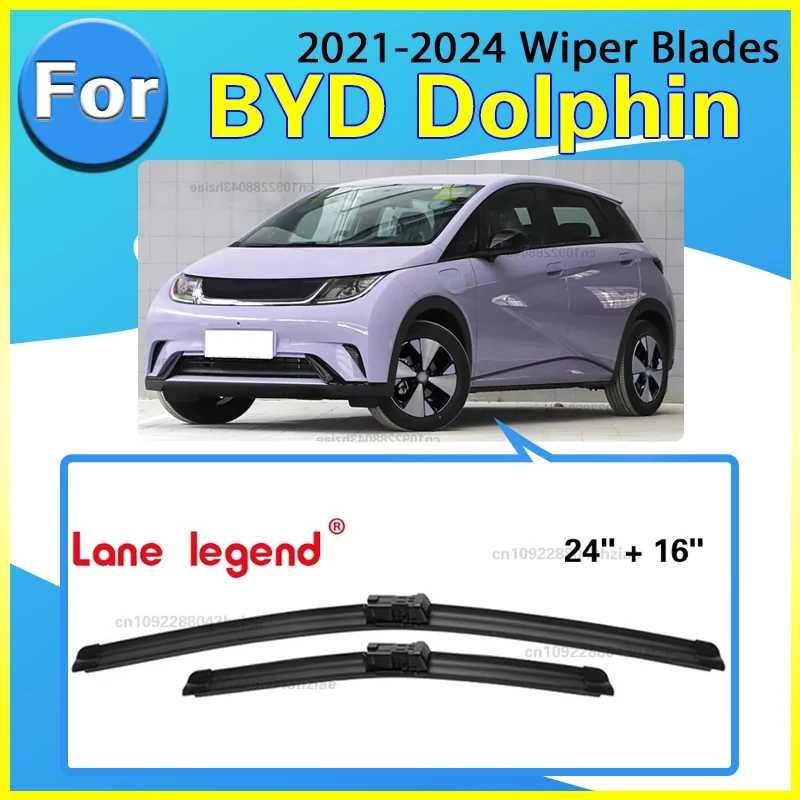 Silikon- und Gummi-Frontscheibenwischer-Set für BYD Dolphin 2021 - 2024 Windschutzscheibenbürste 24''+16''.