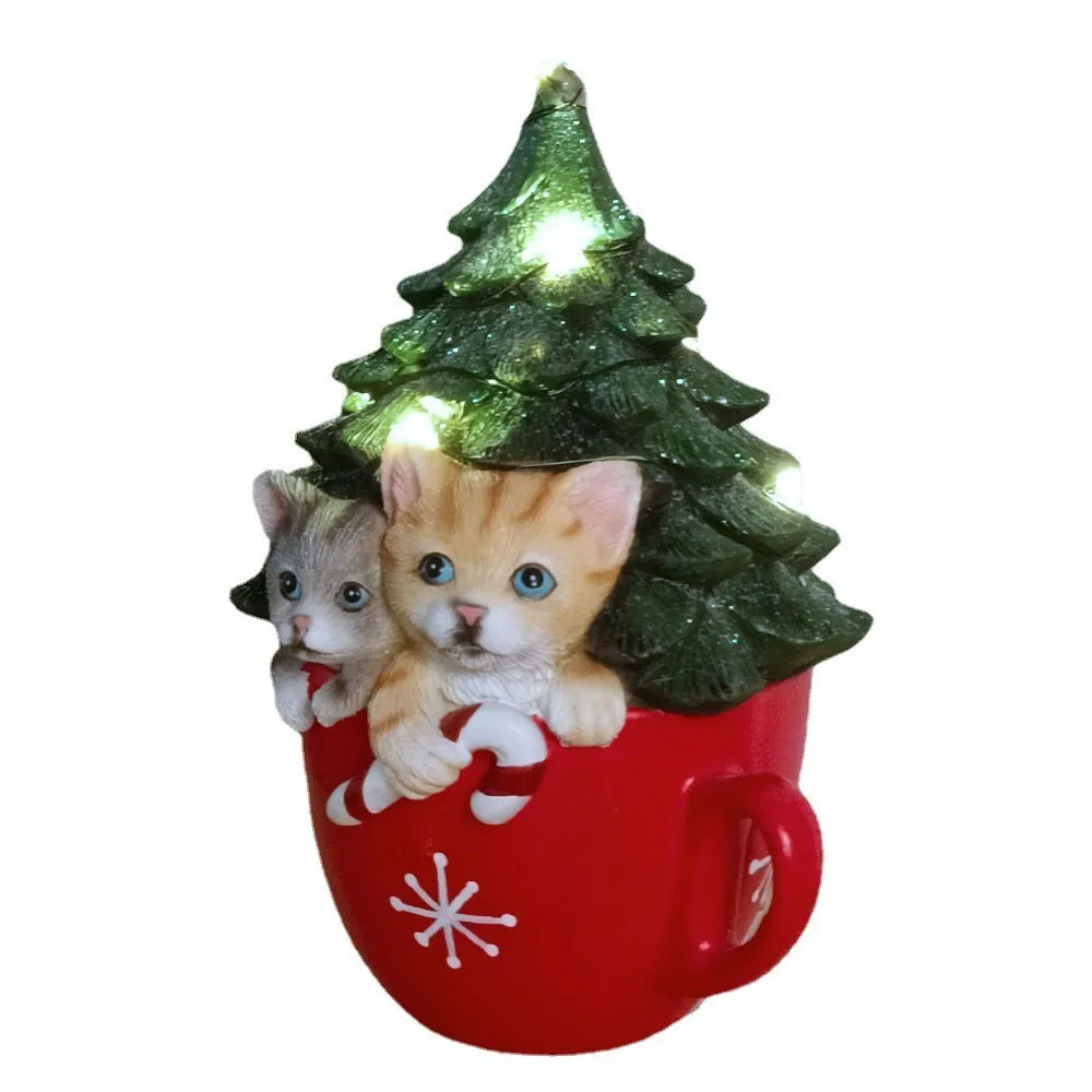 [Special offer] Cross-border Christmas luminous animal creative resin handicraft home desktop Christmas decoration ornament