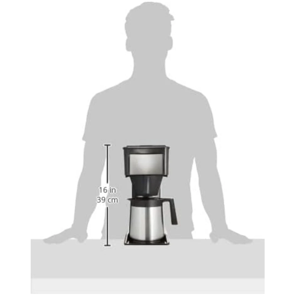 Machine à café pour carafe 10 tasses, mousseur intégré, plaque frontale en acier inoxydable et conception ronde précieuse, cafetières