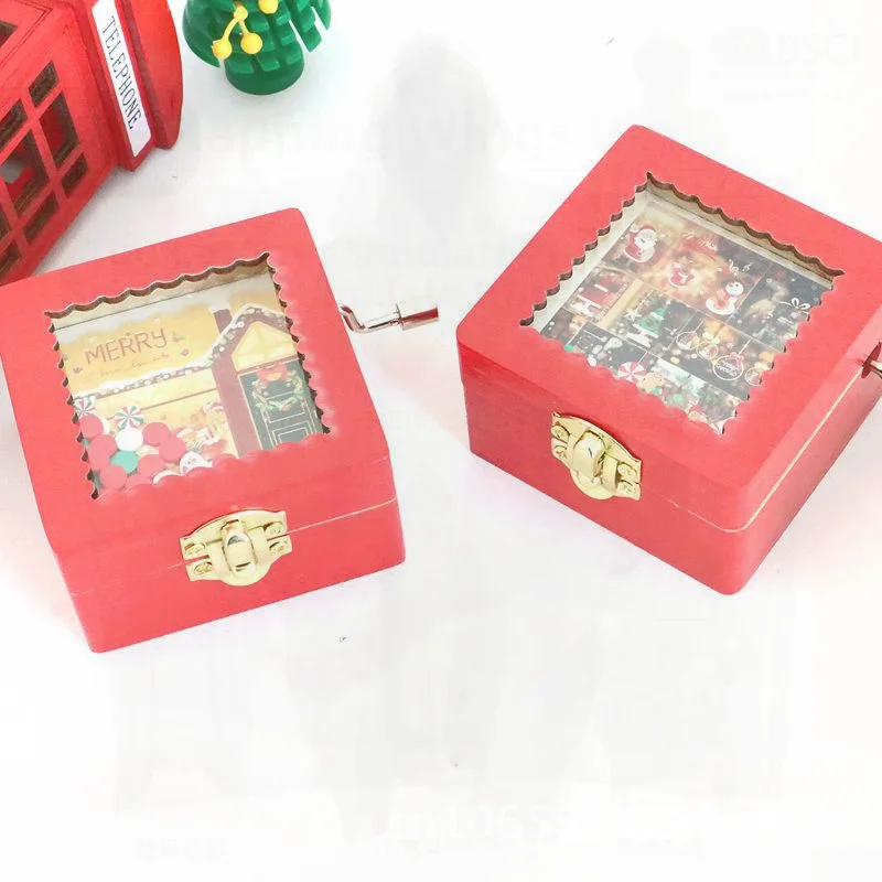 Hand-Cranked Wooden Music Box Creative Artistic Style Christmas Gift - Personalized Type A/B/C/D Options Available