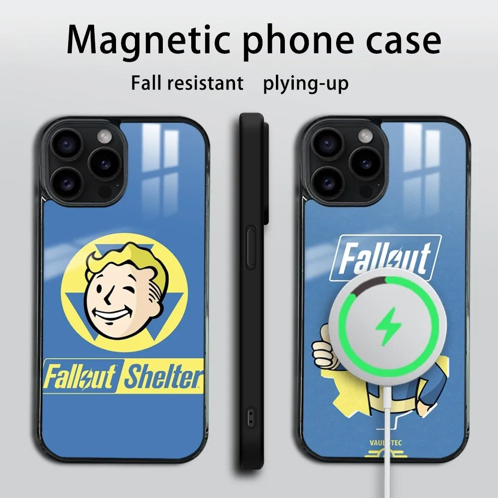 Games F-Fallout S-Shelter Phone Case For iPhone 16 15 14 13 12 11 PRO MAX PLUS Mini Magnetic wireless mirror phone case