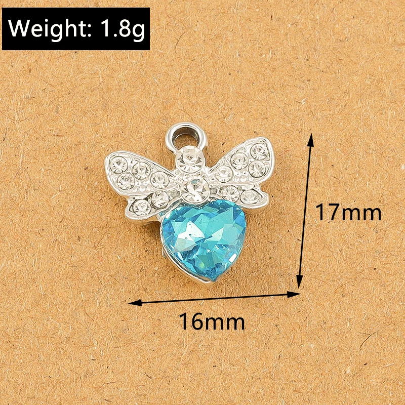 10 Stück 17*16mm Kristall CZ Bienen-Anhänger für Schmuckherstellung DIY Ohrringe Halskette Armband Zubehör – Detail 2