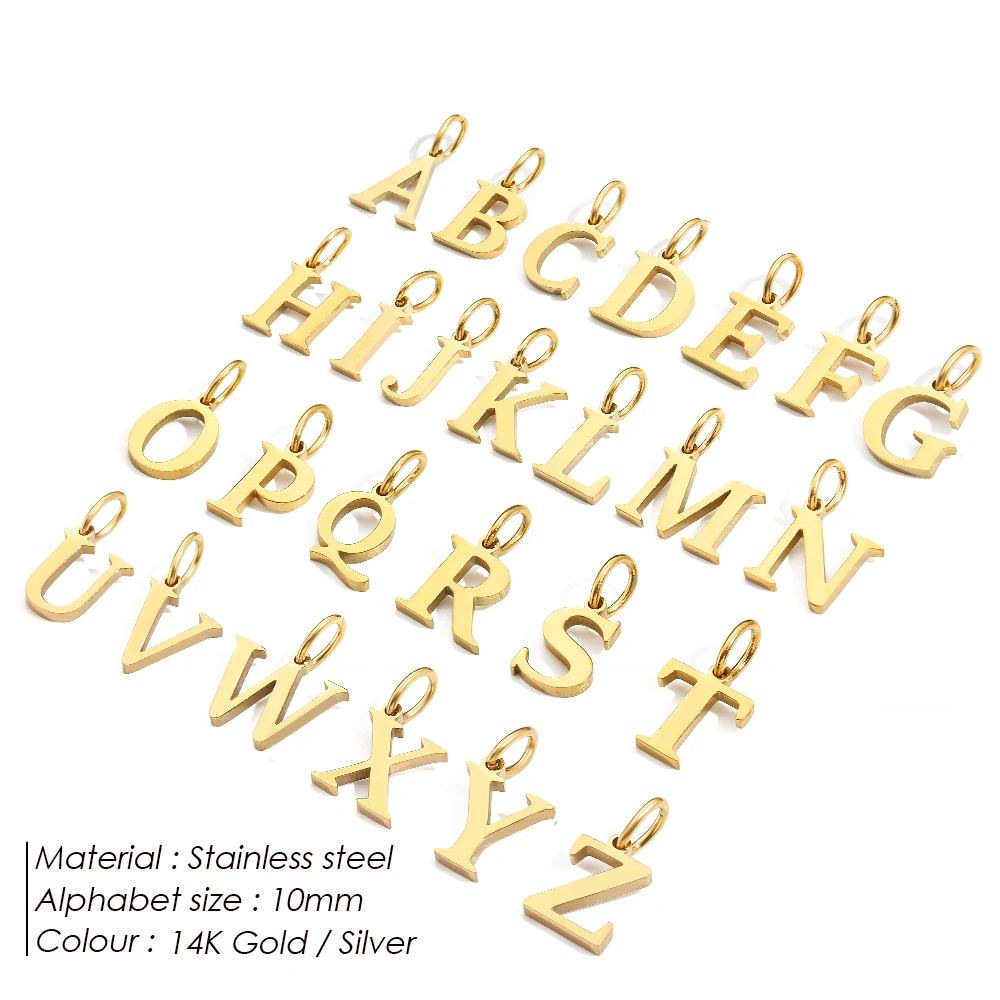 eManco Initial Alphabet Anhänger Edelstahl Charms für die Herstellung von Halskette Minimalismus Zubehör Damenschmuck Großhandel