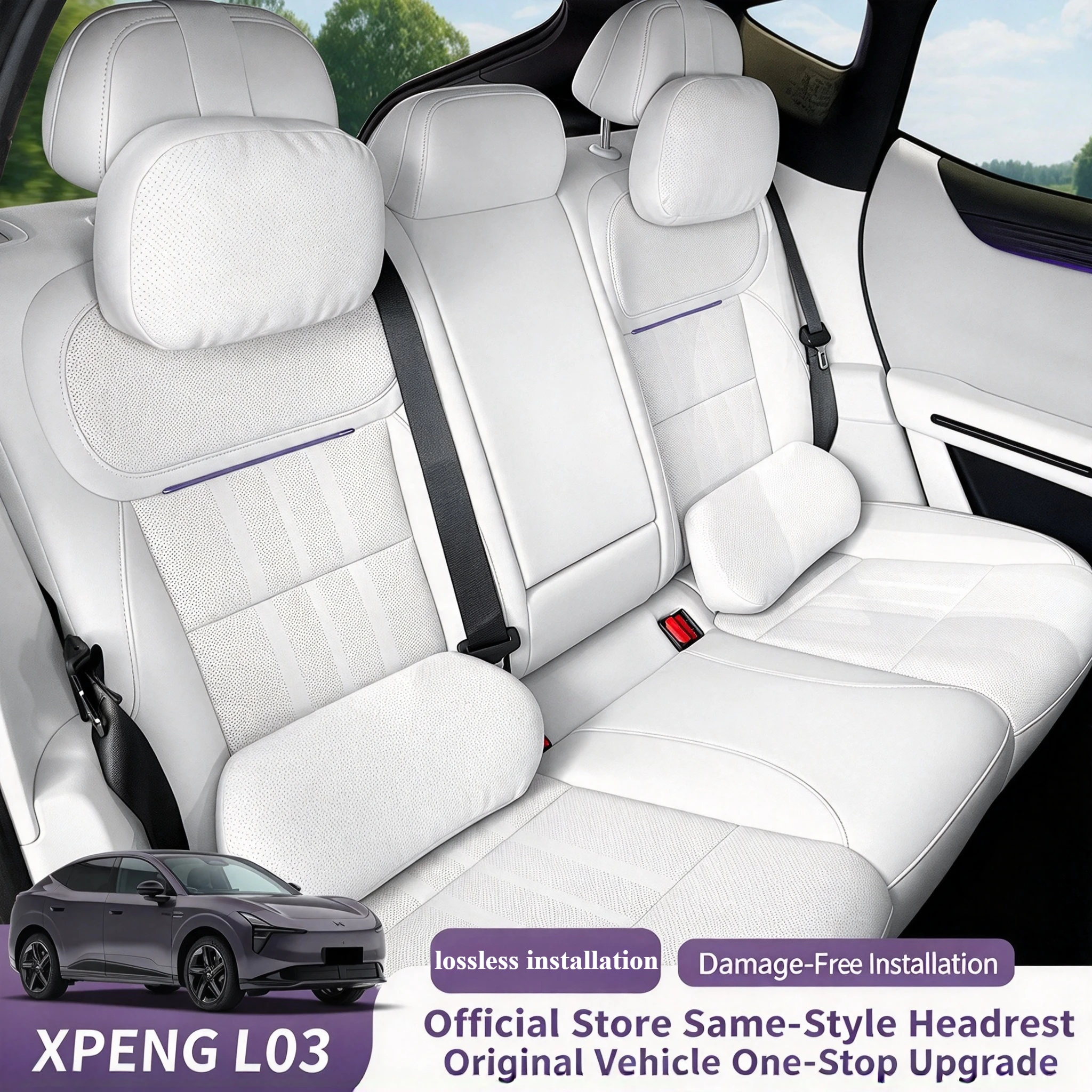 Car Headrest Lumbar Support Pillow Original Color Soft Neck Rest Waist Cushion Comfort Seat Pillow For Xpeng MONA L03 2026