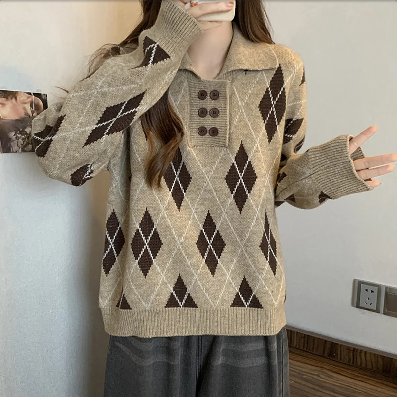 Large size autumn and winter belly covering lazy style base sweater female chubby sister loose and slim  knit top