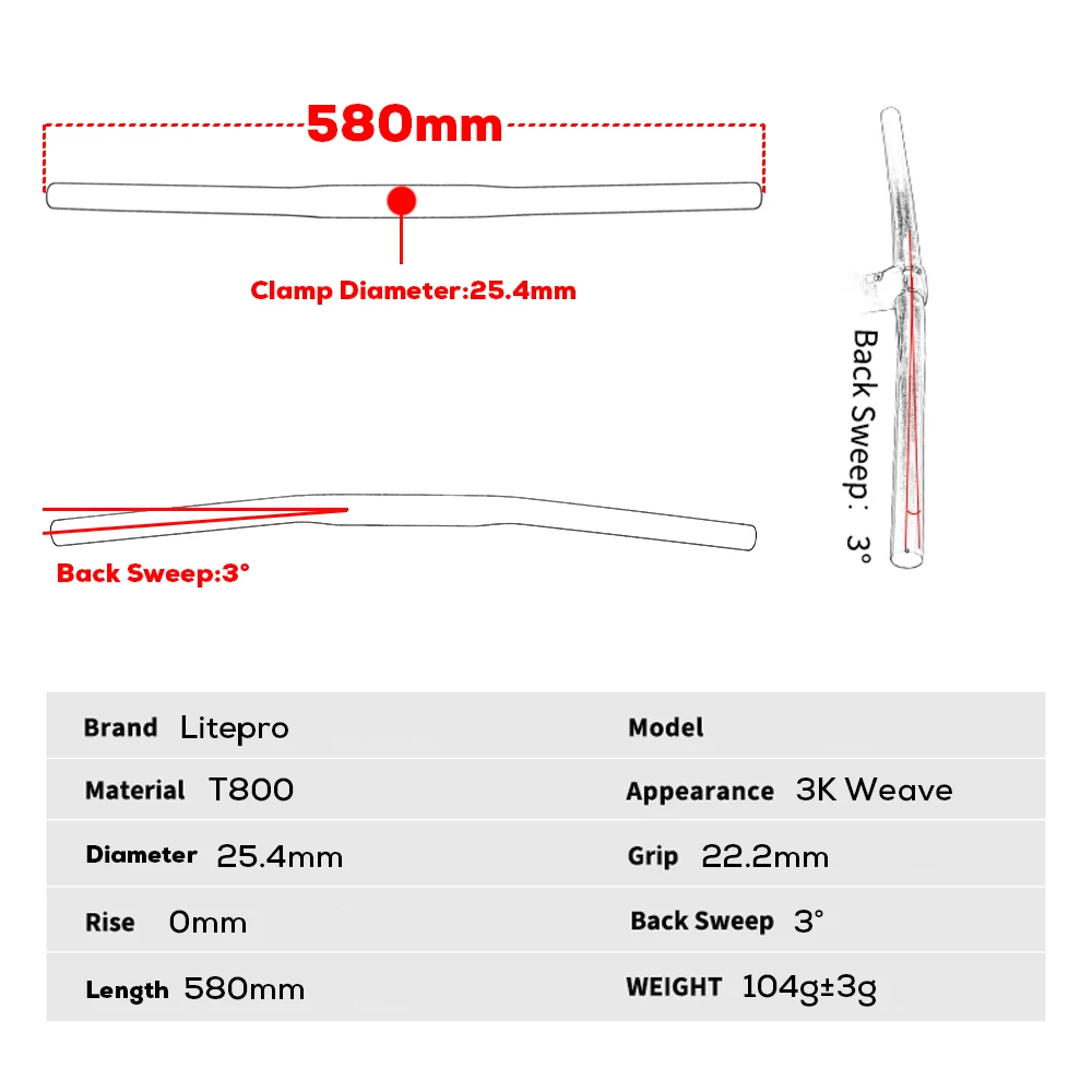 25.4mm Litepro Folding/BMX Carbon Handlebar MTB Handlebar Flat Or Rise Carbon Fiber Ultralight Bicycle Handlebar Foldable
