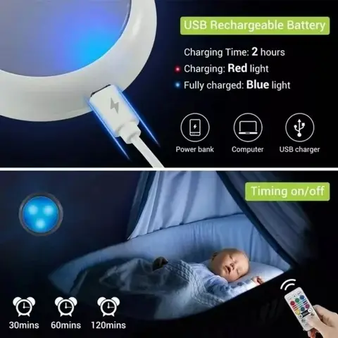 USB-uppladdningsbar RGBW LED-skåpbelysning Puck-lampa 16 färger Timer-fjärrkontroll Under hylla Köksbänkbelysning 10 best sales batteridrivna lampor - №3