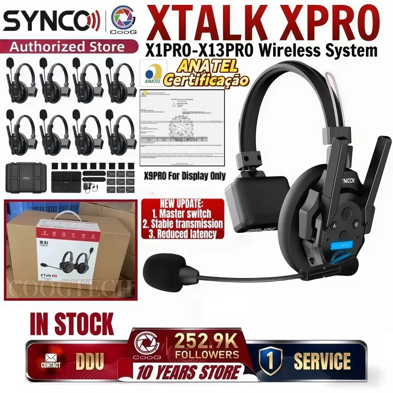 Synco Xtalk XPRO 2.4G全二重X2 X3 X5 X9リモートヘッドセット