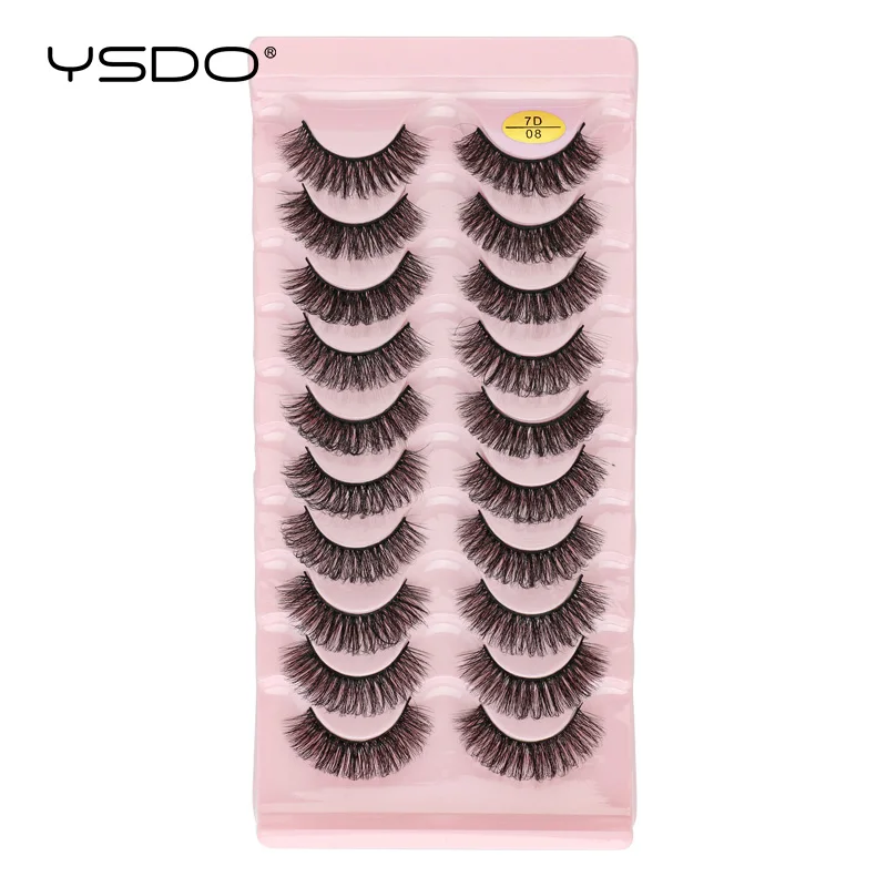 YSDO 10 Đôi Chồn Giả Hàng Mi Trang Điểm Lông Mi Giả Mở Rộng Tự Nhiên Lông Tơ 3d Chồn Lông Mi Maquiagem Tập Giả Cils
