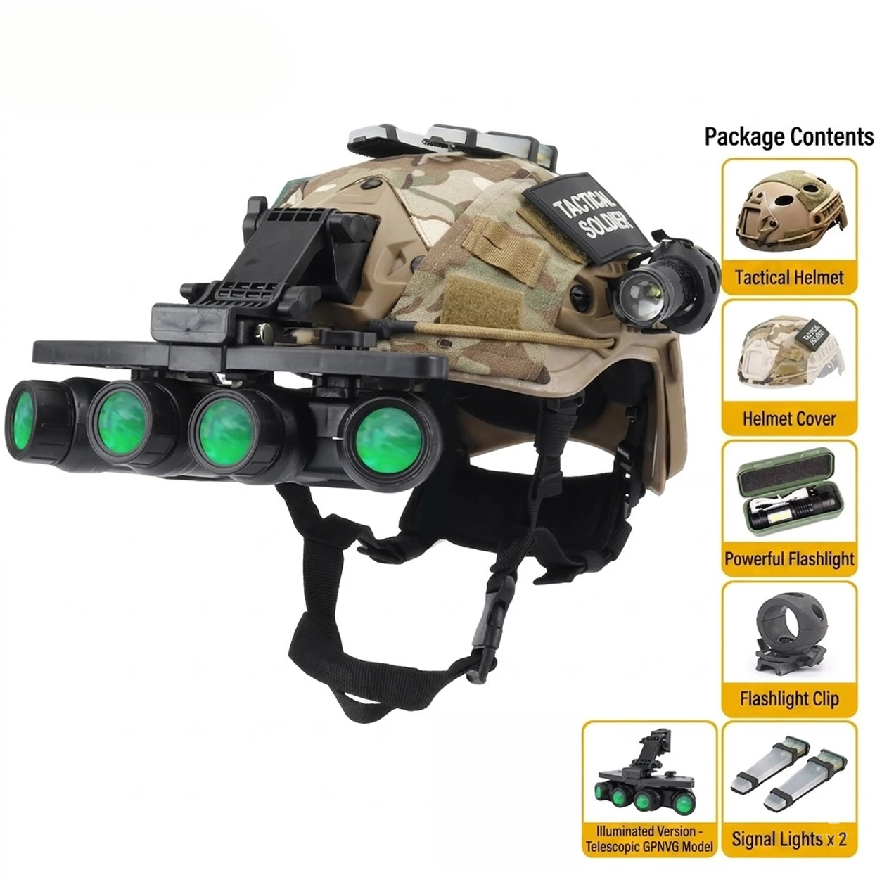 

Kids Tactical Helmet Set with Light Up NVG Model Flashlight Signal Light for Outdoor Special Forces Cosplay Airsoft CS Game