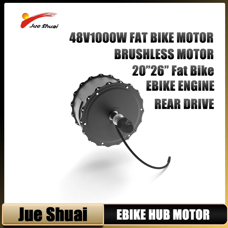 48V 1000W SnowBike Fat Tire Brushless Hub Motor IP65 Waterproof 9Pin Speed 50KM/H 170/190mm Rear Fork Ebike Kit Outdoor Sport