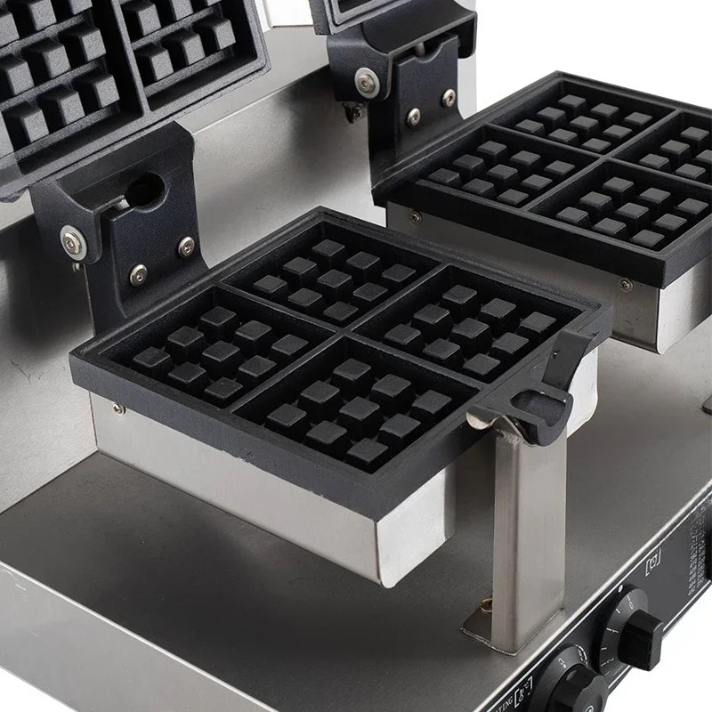 Forno elétrico giratório de quatro peças para waffles de cabeça dupla