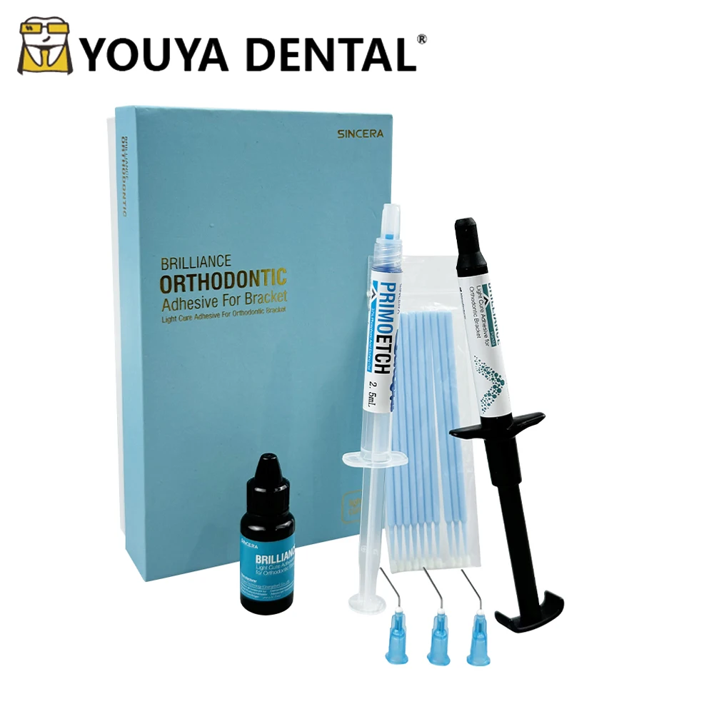 1 Set Dental Light Cure Adhesive for Orthodontic Bracket Dentistry Materials Etchant Acid Gel Light-Cure Paste Light-cure Primer