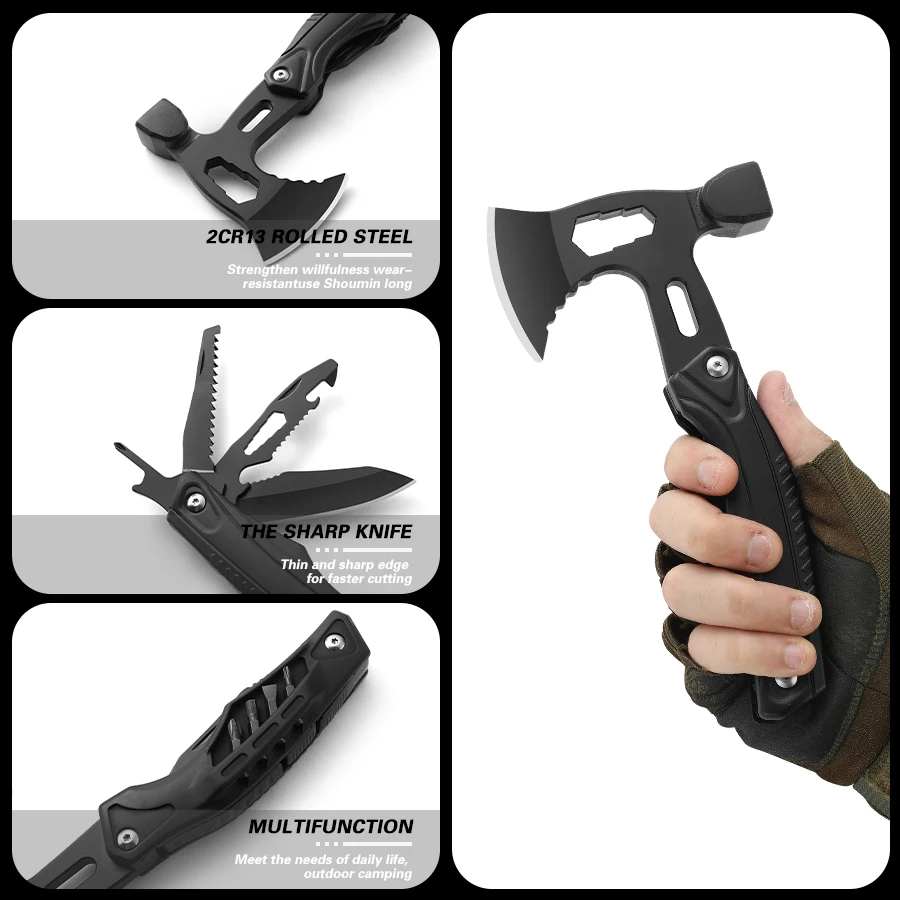 23-in-1 Outdoor-Axt: Messer, Säge, Schraubendreher, Flaschenöffner. Leicht, kompakt. Perfekt für Camping und Überleben. Tolles Geschenk für Männer.