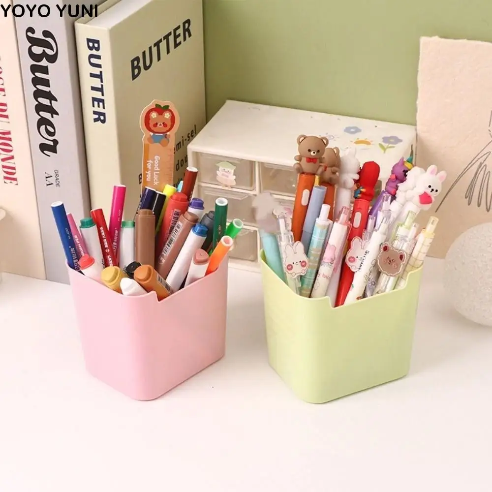 

Simple Transparent Desk Pen Holder INS Style Plastic Pencil Storage Box Large Capacity Multifunction Storage Bucket Home Office