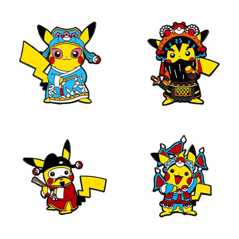 6 Stück Pokemon Pikachu Emaille Brosche Pins Metall Rucksack Abzeichen Anime Schmuck Zubehör für Frauen Jungen Kinder Geschenk