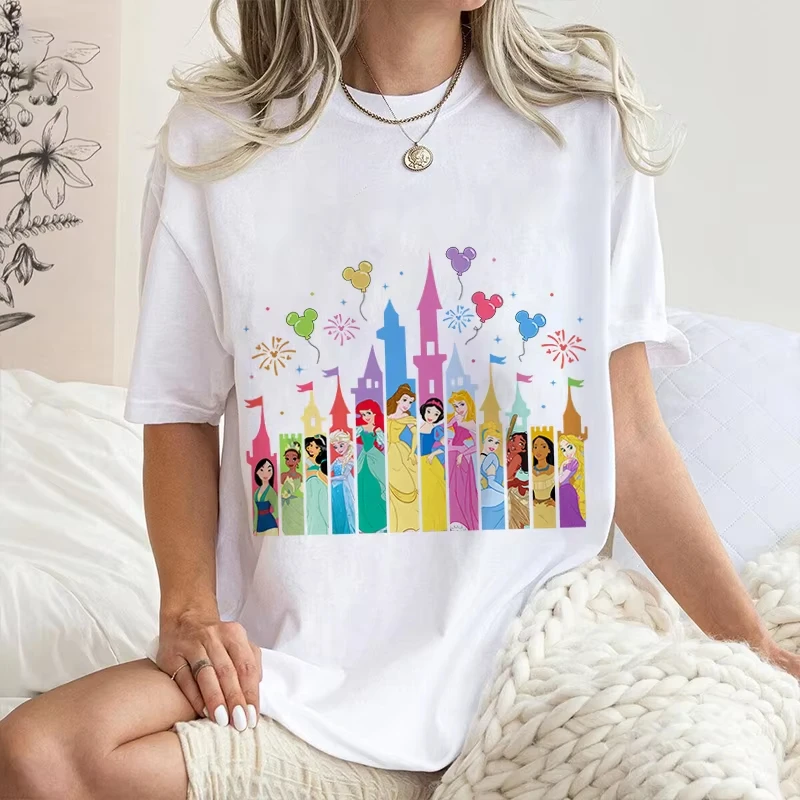 

Женские новые футболки с принтом Disney Villains, забавные летние футболки с круглым вырезом Y2k, одежда с мультяшным графическим рисунком, женские футболки 90-х годов