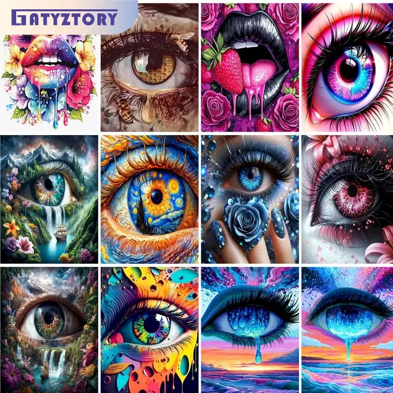

GATYZTORY Paint By Numbers For Adults Eye Figure Canvas Painting Acrylic Paints Coloring By Numbers Unique Gift Diy Ideas