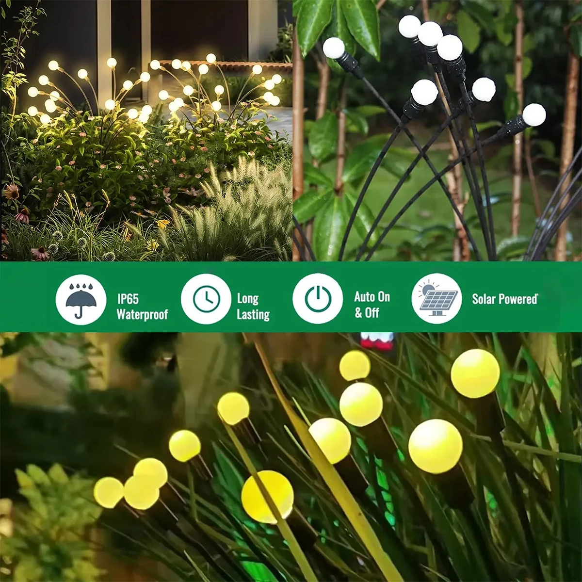 Imagem -03 - Outdoor Solar Firefly Light Waterproof Garden Lights Energia Pátio Pathway Decoração ou 8led Color Quente 10led