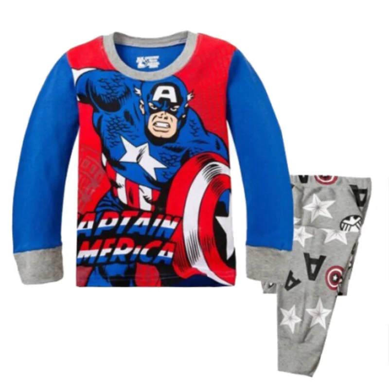 High Quality kid\'s Pajamas Set Avengers Hulk Boy Girl Captain America Cartoon Longsleeved Pajama and pajama suit for kids gift