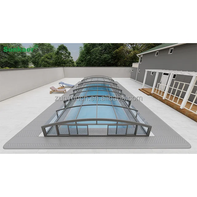 Multifunctionele buitenwoonkamer Zwembadhek Opvouwbare zwembadhek Polycarbonaat zwembadafdekking Intrekbaar