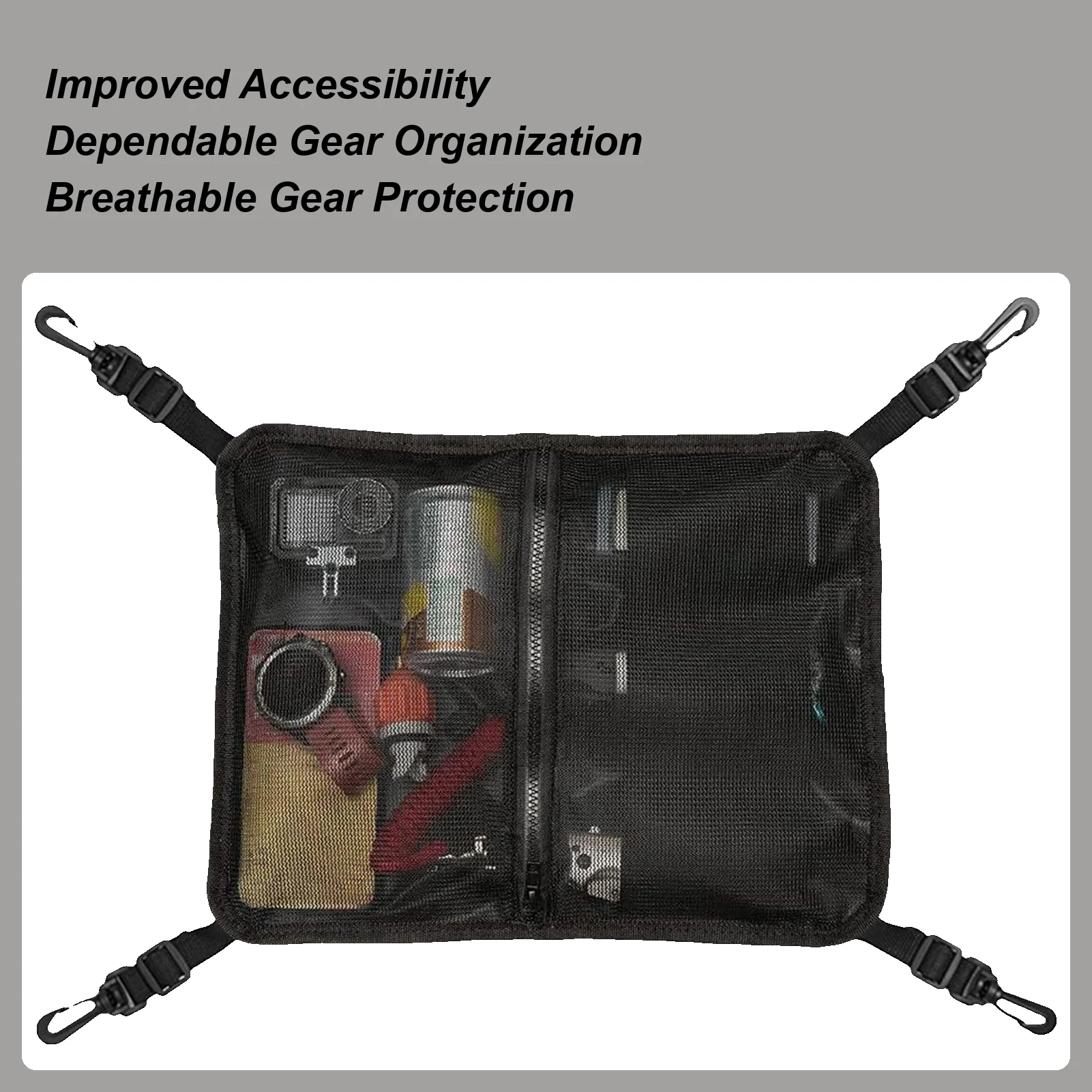 

Deck Bag For Paddle Board 4-Hook Water-Sports Organizer Pouch Kayak Deck Mesh Bag For Fishing Expedition Surfing Diving Marine