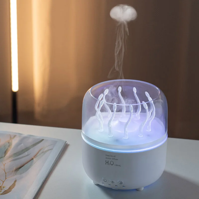 

Портативный настольный увлажнитель-аромадиффузор «Вращающаяся медуза» с цветной подсветкой для ароматерапии и свежего воздуха в доме