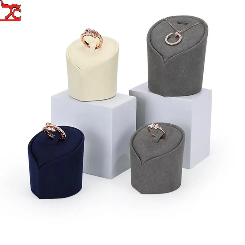 Ring Necklace Display Rack Creative Cylindrical Chain Penant Jewelry Organizer Microfiber Fabric Jewelry Ornaments Storage Props