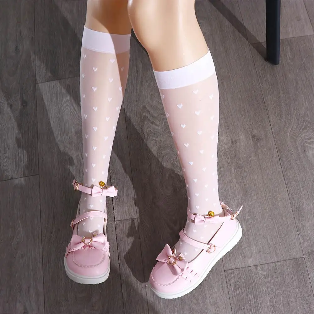 Love Heart Filamento di vetro JK Accessori uniformi Regalo per ragazze Calze a tubo lungo Stile coreano Lolita Calzini al polpaccio Calze da donna