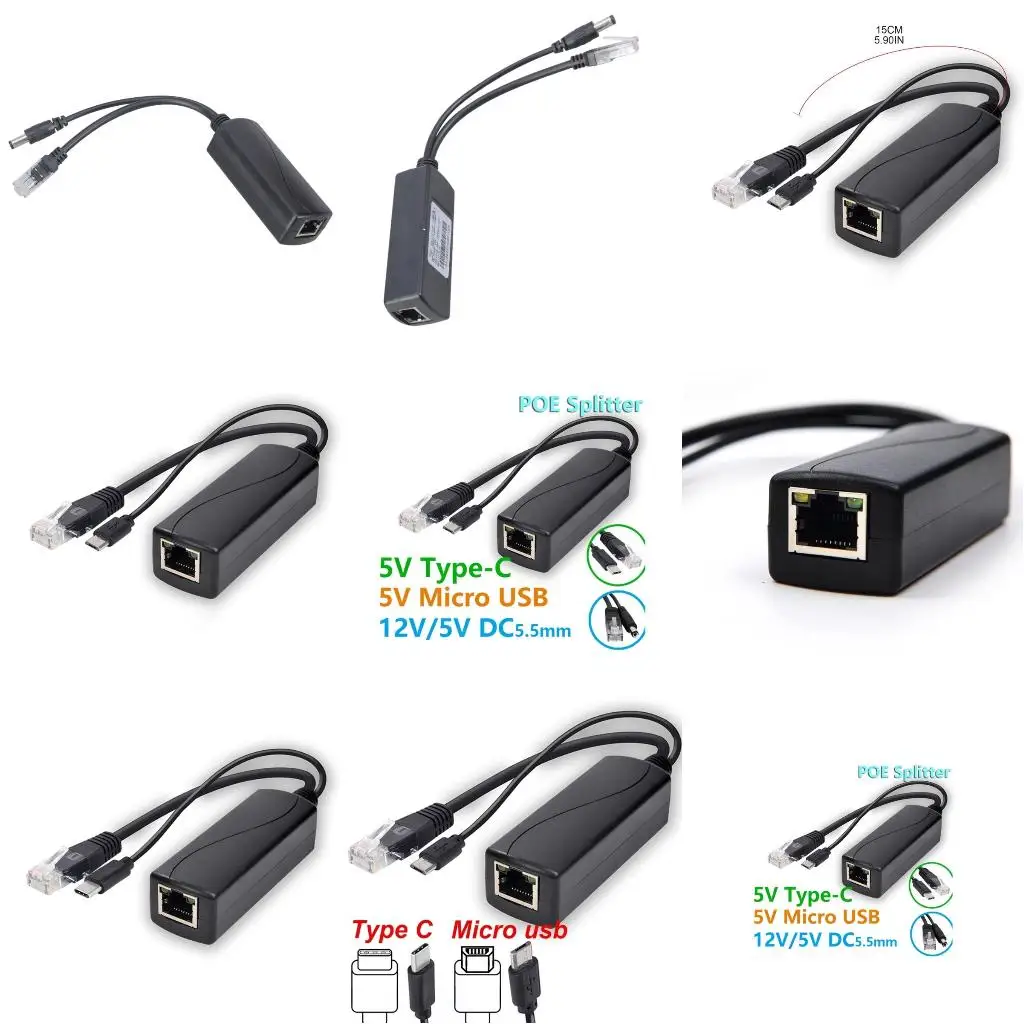 Hot-Selling POE Splitter 48V To 5V Micro USB Type-C BarrelJack Power Supply For Huawei For Hikvision For Bobcat For Raspberry Pi
