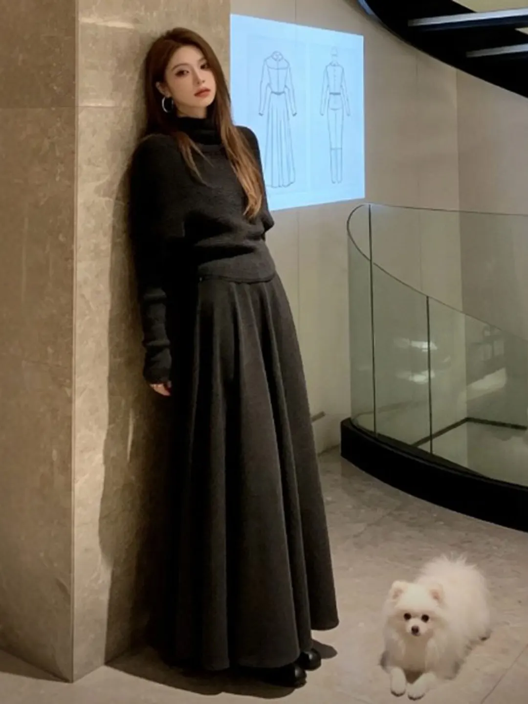 

Korean Sle Lazy Faion Two-Piece Set Long Sve High Collar Comfortable Spring Casual Wear for Women in Their 20s And 30s