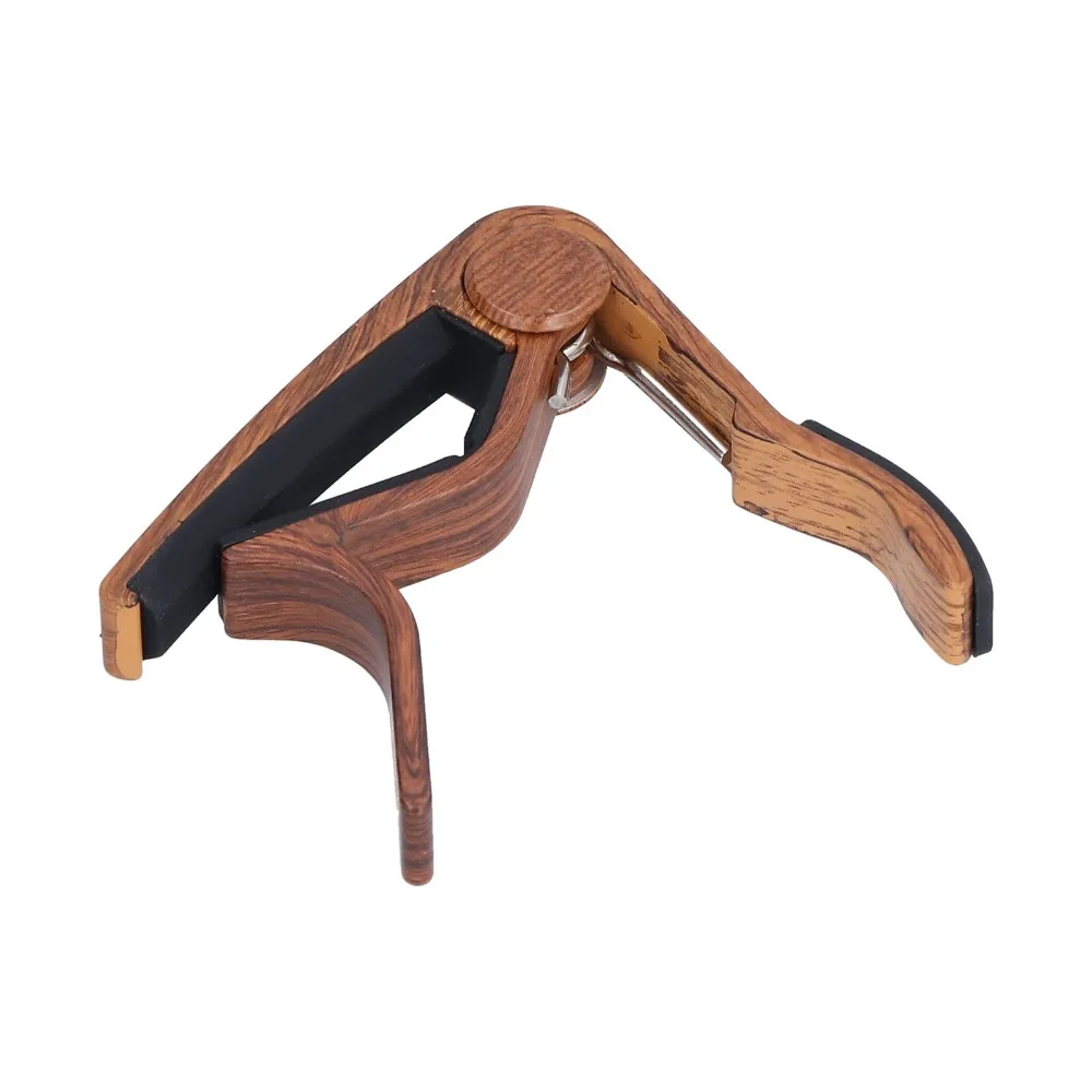 Wood Acoustic Guitar Transpose Capo 8*8cm Brown Ukulele Universal Capo Clip Guitar Capo with Picks Combo