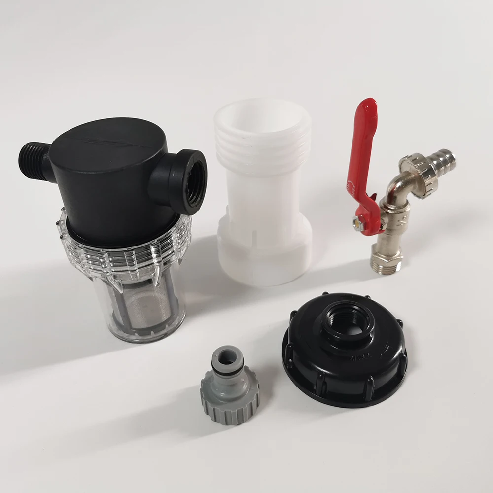 IBC Outdoor RV water tank accessories 1/2 '' alloy faucet 1000L water tank adapter set Garden irrigation filter connect pacifier