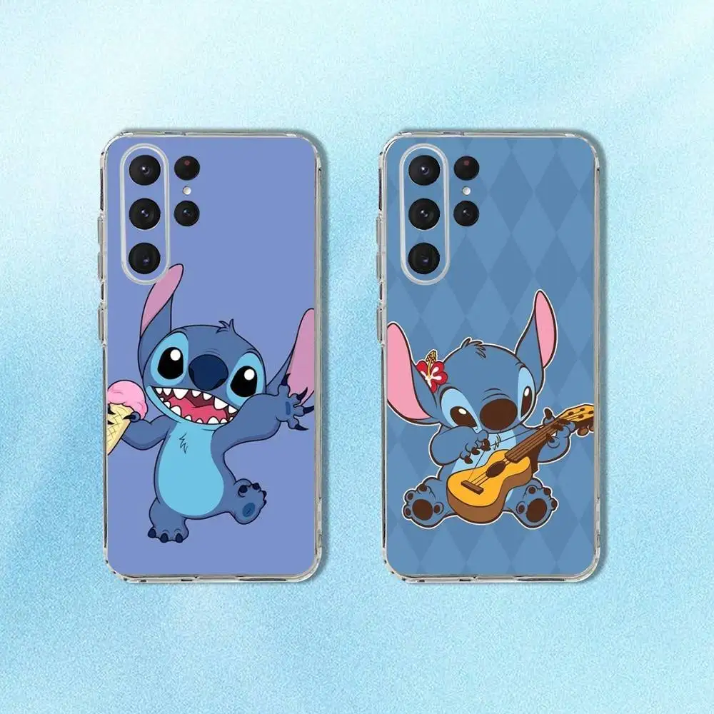 

Cartoon S-Stitch Phone Case For Samsung S24,30,21,22,23,20 FE,lite,PIus,Ultra,5G,Note,9,10 Transparent Cover