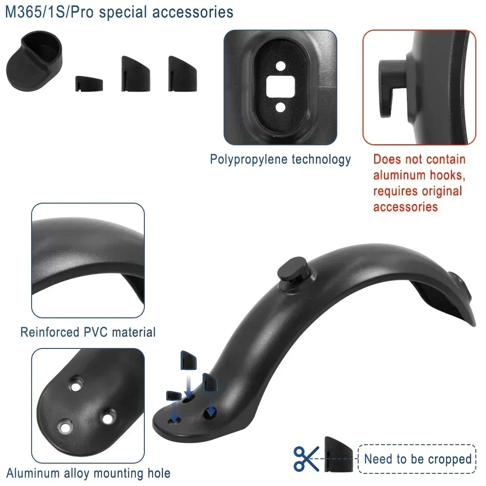 Modifited Fender Heighten Pad Kit for Xiaomi M365 Pro 1S Electric Scooter 10Inch Tyre Rear Wheel Mudguard Kickstand Foot Support
