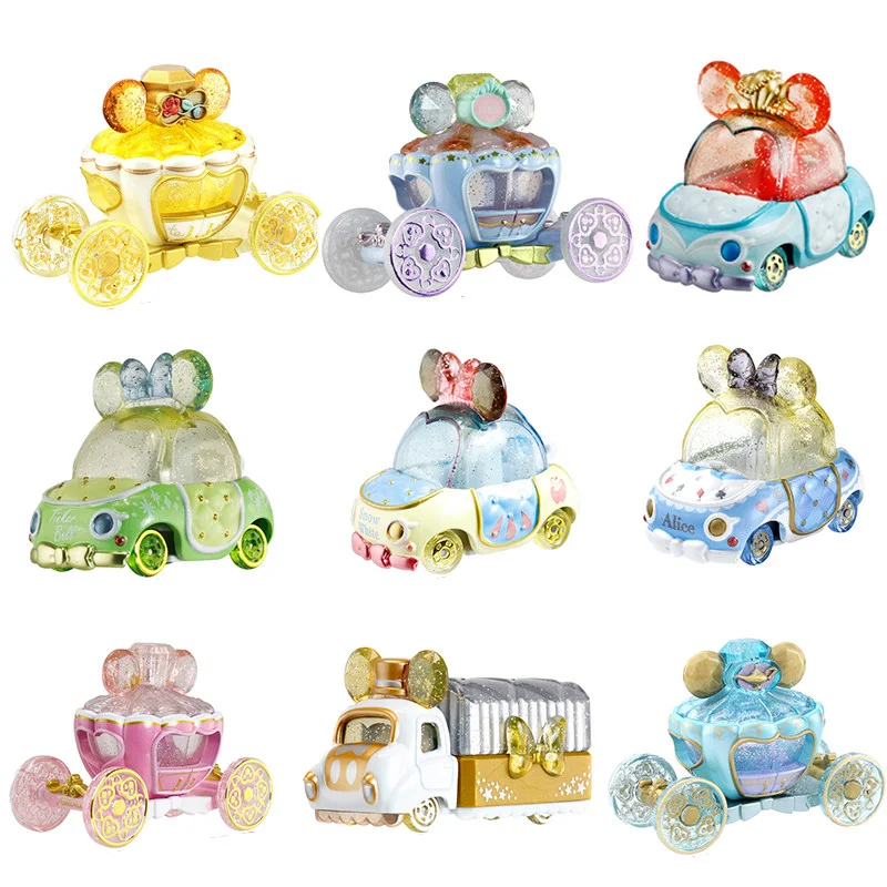 Original TAKARA TOMY Disney Motors Jewelry Way Cinderella Pumpkin Carriage with Figure Opening Roof Jewelry Storage Diecast Allo